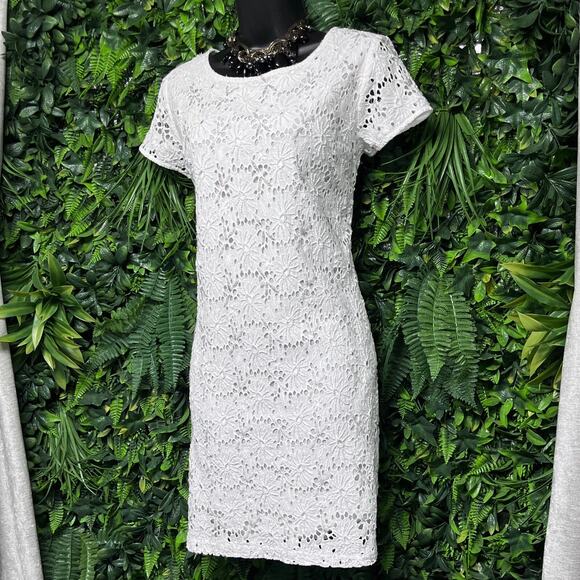 ZUCCARO Dress Women Small White A Line Beaded Embroidered‎ Eyelet Coastal 2639 - Picture 7 of 8
